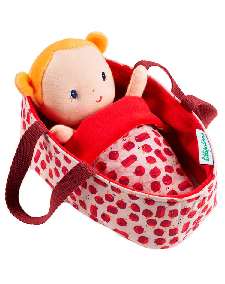 Stoff-Puppe BABY – AGATHE mit Tragekorb 22 cm 5-teilig kaufen