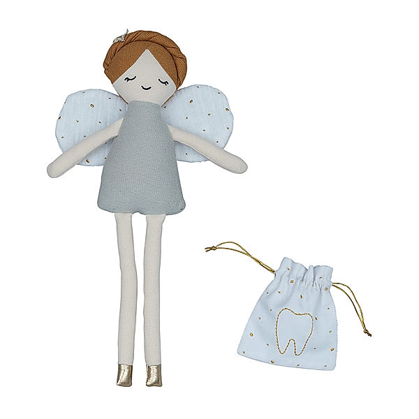 FABELAB Stoff-Puppe TOOTH FAIRY (28cm) mit Tasche in hellblau