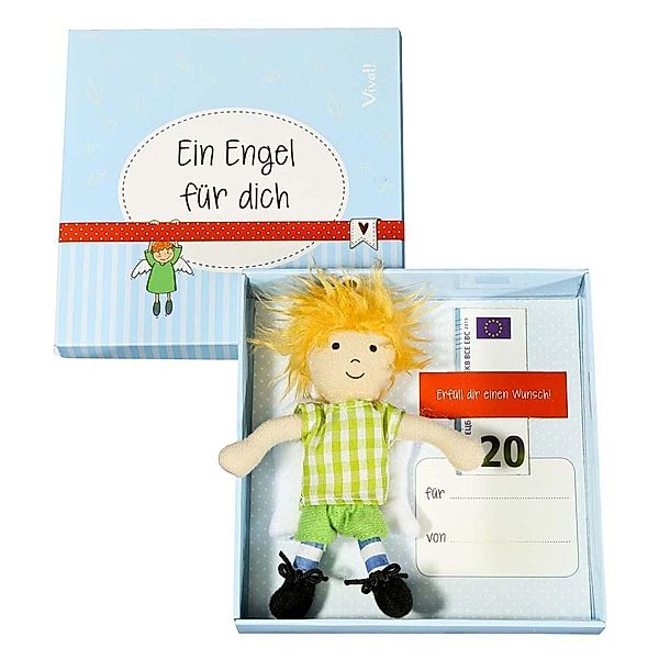 Stoffengel-Anhänger in Geschenkbox/blAU