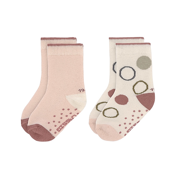 LÄSSIG Stopper-Socken DOTS 2er-Pack in offwhite/powder pink