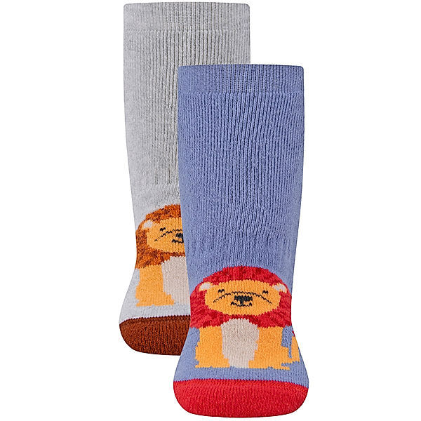 ewers Stoppersocken SOFTSTEP LÖWE 2er Pack blau/hellsilber