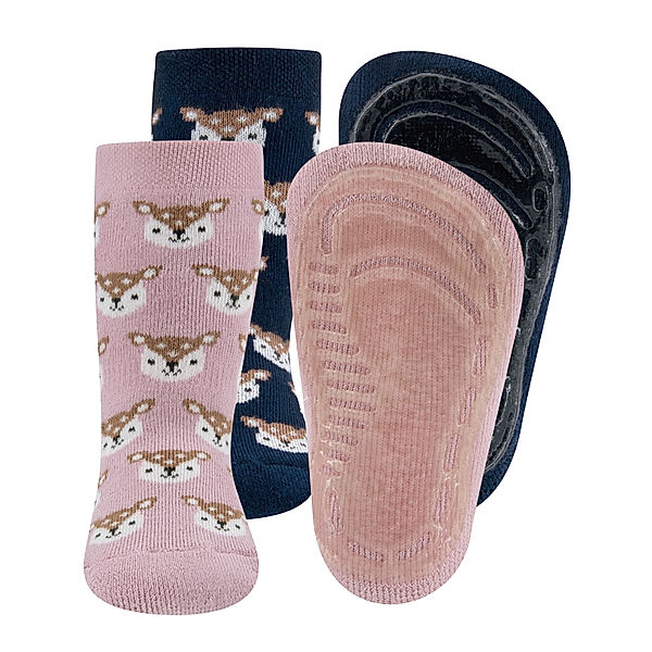 ewers Stoppersocken SOFTSTEP - REH 2er-Pack in altrosa/navy