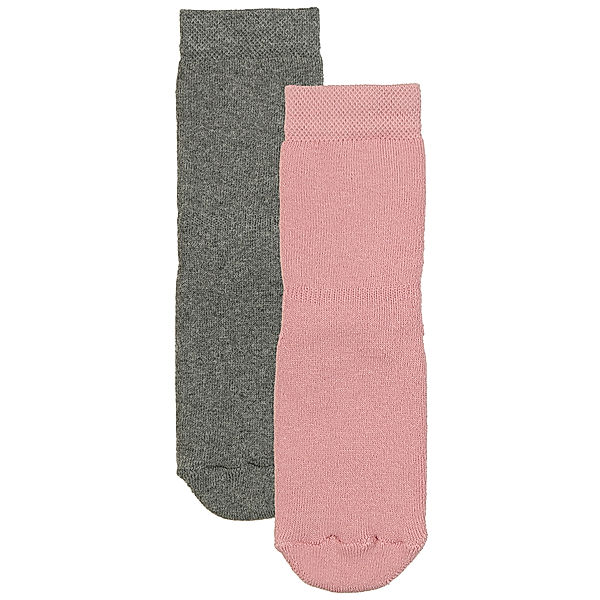 ewers Stoppersocken UNI mit Vollsohle 2er-Pack in altrosa/grau