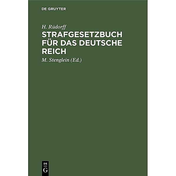 Strafgesetzbuch für das deutsche Reich, H. Rüdorff