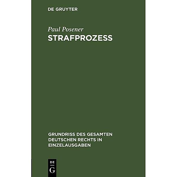 Strafprozess / Grundriss des gesamten deutschen Rechts in Einzelausgaben, Paul Posener
