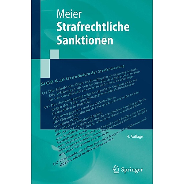 Strafrechtliche Sanktionen / Springer-Lehrbuch, Bernd-Dieter Meier