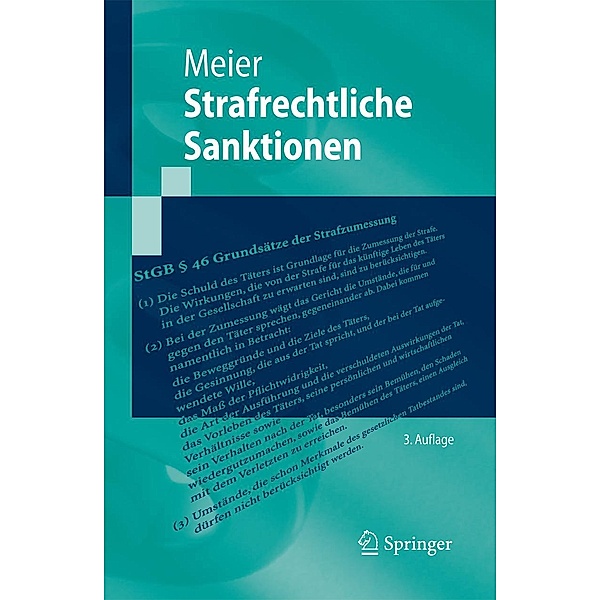 Strafrechtliche Sanktionen / Springer-Lehrbuch, Bernd-Dieter Meier