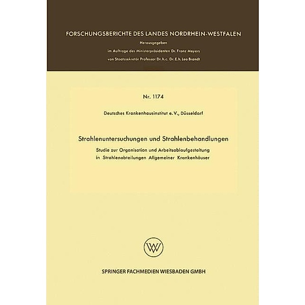 Strahlenuntersuchungen und Strahlenbehandlungen / Forschungsberichte des Landes Nordrhein-Westfalen, Kenneth A. Loparo