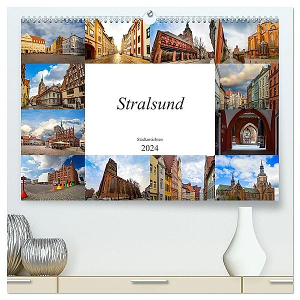 Stralsund Stadtansichten (hochwertiger Premium Wandkalender 2024 DIN A2 quer), Kunstdruck in Hochglanz, Dirk Meutzner