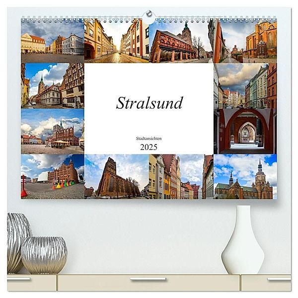 Stralsund Stadtansichten (hochwertiger Premium Wandkalender 2025 DIN A2 quer), Kunstdruck in Hochglanz, Calvendo, Dirk Meutzner