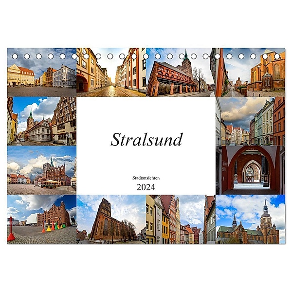 Stralsund Stadtansichten (Tischkalender 2024 DIN A5 quer), CALVENDO Monatskalender, Dirk Meutzner