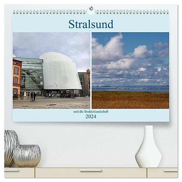 Stralsund und die Boddenlandschaft (hochwertiger Premium Wandkalender 2024 DIN A2 quer), Kunstdruck in Hochglanz, Brigitte Dürr