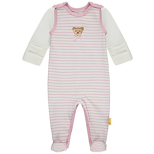 Steiff Strampler BABY BASIC gestreift mit Langarmshirt in pink nectar