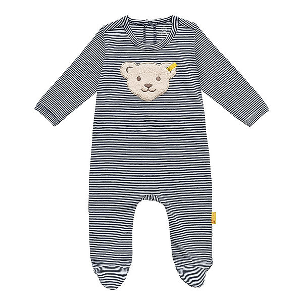 Steiff Strampler BASIC mit Fuss geringelt in navy