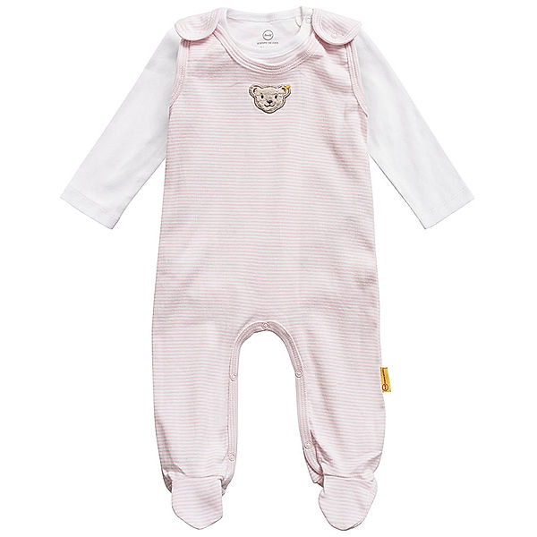 Steiff Strampler BASIC mit Langarmshirt in rosa/weiß