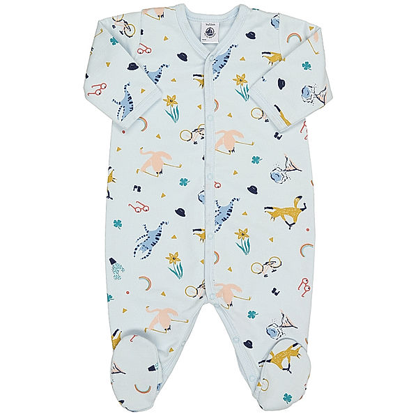 Petit Bateau Strampler LAPONI – YOGA mit Fuß in hellblau