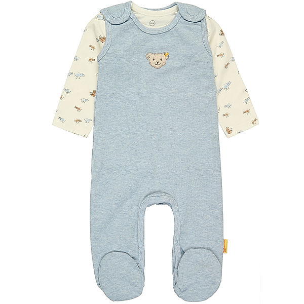 Steiff Strampler POLAR FRIENDS mit Langarmshirt in airy blue