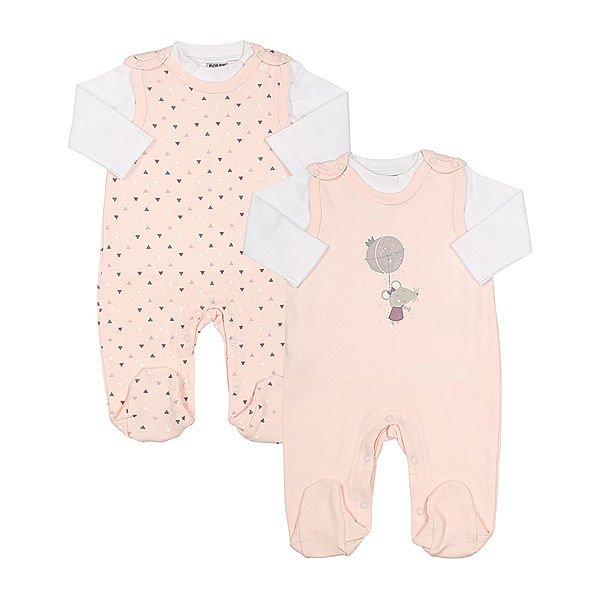 Jacky Strampler ROCKET BABY mit Langarmshirt 2er-Pack in weiß/rosa