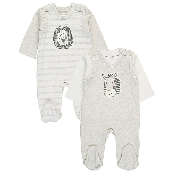 Boley Strampler-Set ZEBRA & LÖWE 2er-Pack in grau