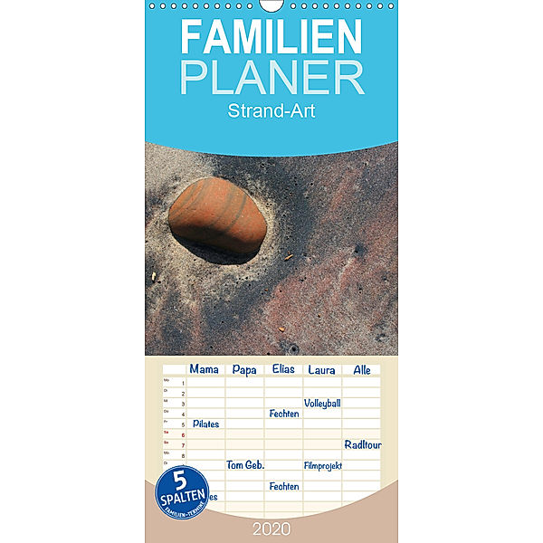 Strand-Art - Familienplaner hoch (Wandkalender 2020 , 21 cm x 45 cm, hoch), Samuel Schmid