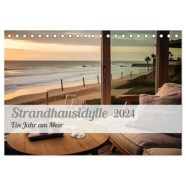 Strandhausidylle (Tischkalender 2024 DIN A5 quer), CALVENDO Monatskalender, Ally Bee