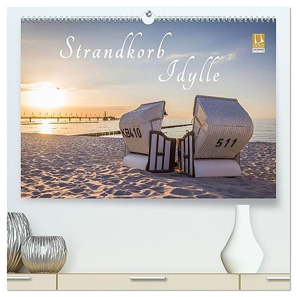 Strandkorb Idylle (hochwertiger Premium Wandkalender 2024 DIN A2 quer), Kunstdruck in Hochglanz, Christian Müringer