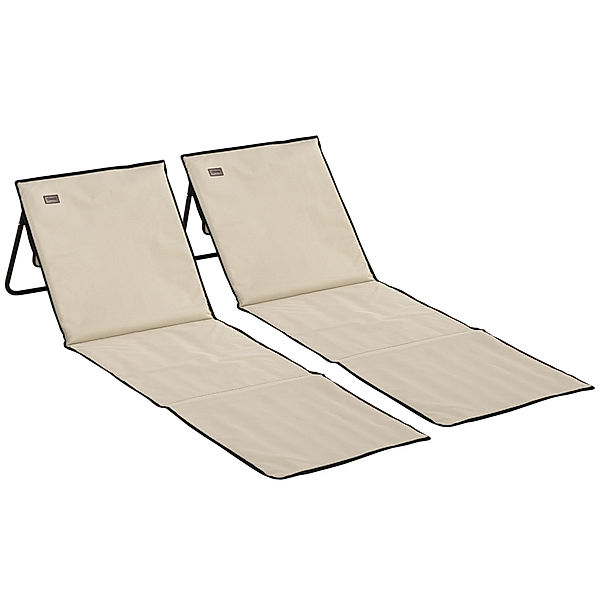 Strandliegen mit Reißverschlusstasche weiß, blau (Farbe: beige)