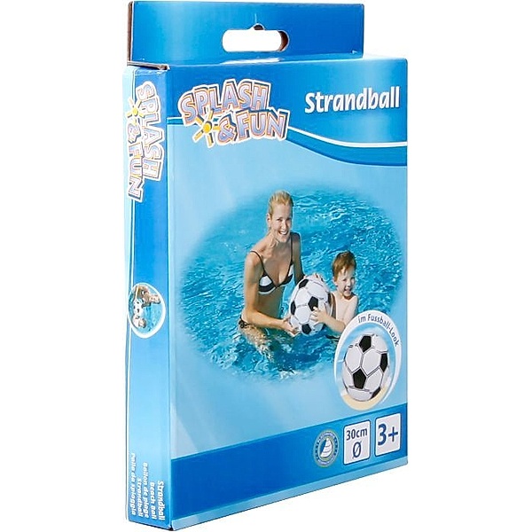 Splash & Fun Strandspielzeug FUßBALL (30cm) in schwarz/weiß