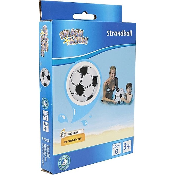 Splash & Fun Strandspielzeug FUssBALL (30cm) in schwarz/weiss