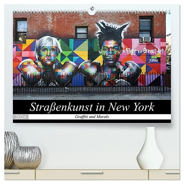 Straßenkunst in New York - Graffiti und Murals (hochwertiger Premium Wandkalender 2024 DIN A2 quer), Kunstdruck in Hochglanz, Gro