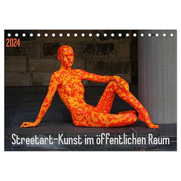 Streetart - Kunst im öffentlichen Raum (Tischkalender 2024 DIN A5 quer), CALVENDO Monatskalender, Schnellewelten