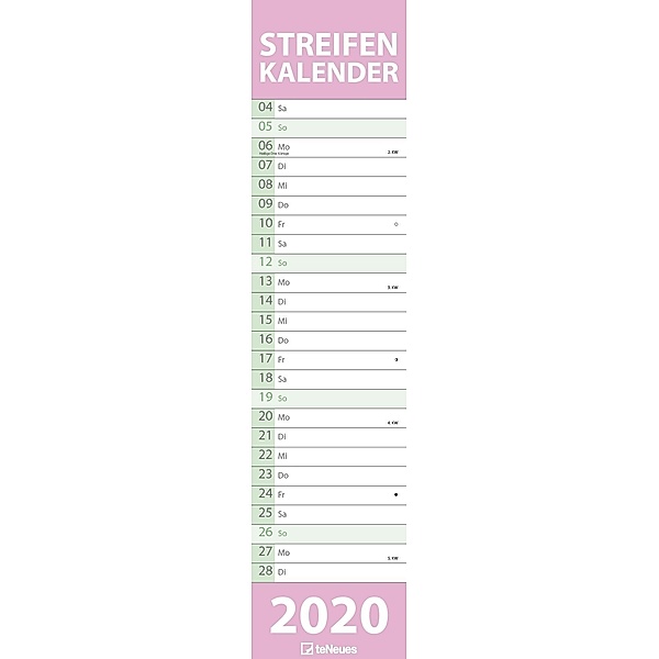 Streifenkalender gross PASTELL 2020