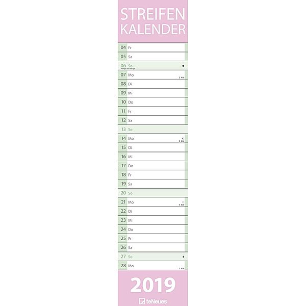 Streifenkalender PASTELL 2019