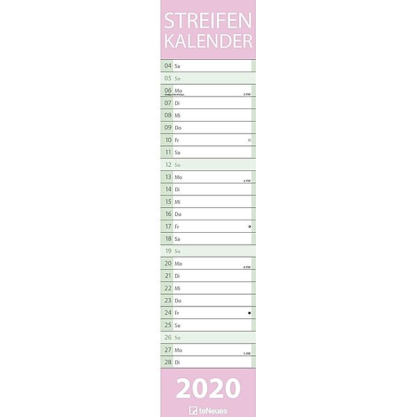 Streifenkalender PASTELL 2020