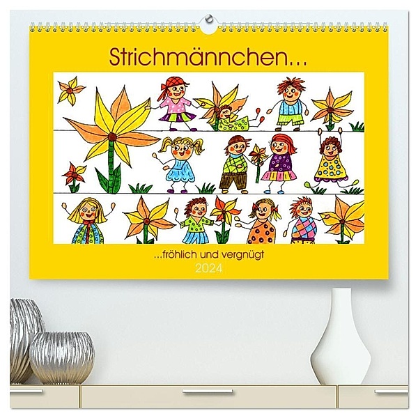 Strichmännchen... lustig und vergnügt (hochwertiger Premium Wandkalender 2024 DIN A2 quer), Kunstdruck in Hochglanz, Sarnade