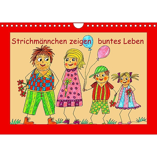Strichmännchen zeigen buntes Leben (Wandkalender 2022 DIN A4 quer), Sarnade