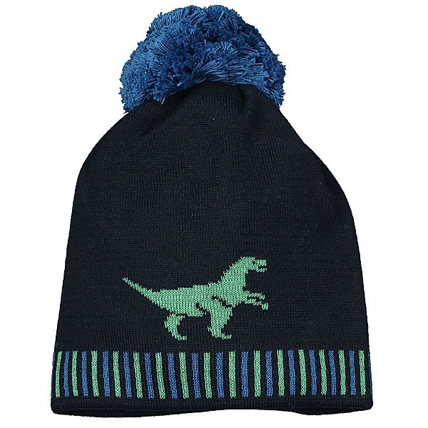 Döll Strick-Mütze FUNNY FACES – DINO mit Bommel in navy