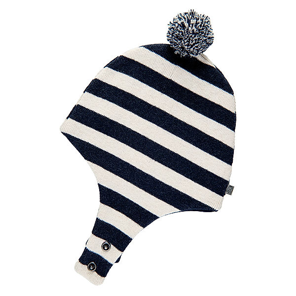 CeLaVi Strick-Mütze HELMET STRIPE mit Wolle in navy/weiss