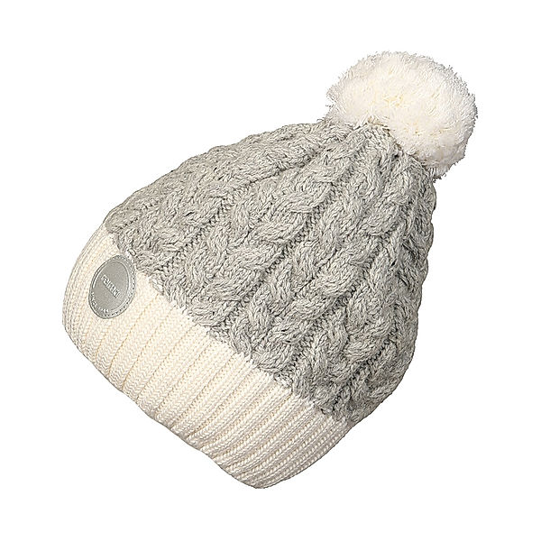 Reima Strick-Mütze POHJOLA mit Wolle gefüttert in grau/weiß