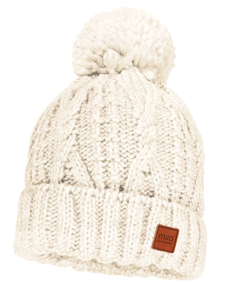Strick-Mütze POMPON mit Wolle in wollweiß kaufen