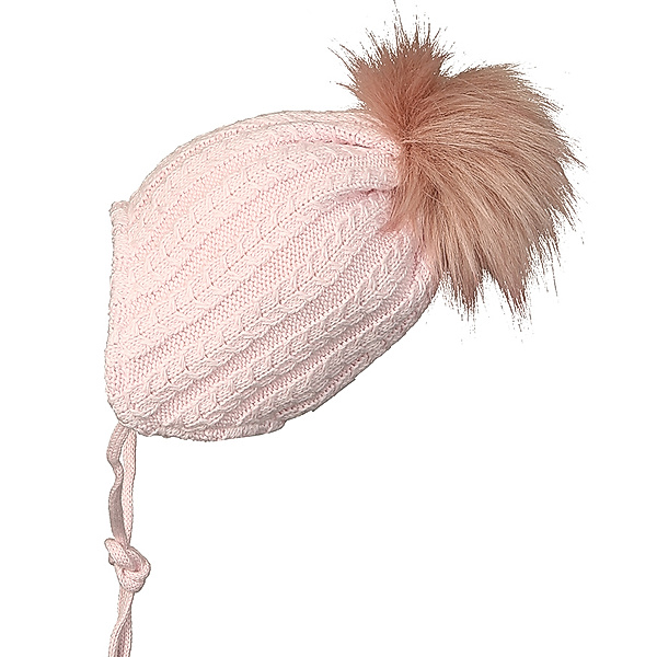 Sterntaler Strick-Mütze WINTER mit Kunstfellbesatz in rosa