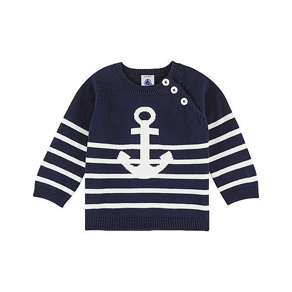 Petit Bateau Strick-Pullover ANKER mit Leinen in dunkelblau