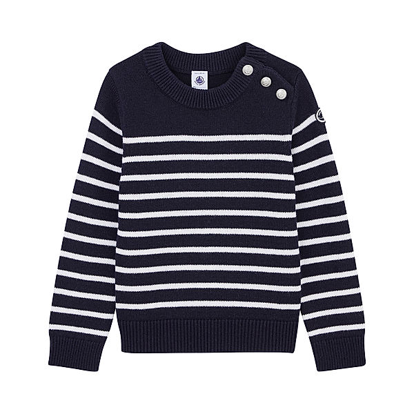 Petit Bateau Strick-Pullover LOX mit Wolle in smoking/marshmallow