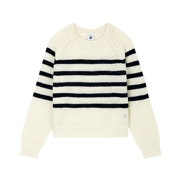 Petit Bateau Strick-Pullover TRIA mit Mohar in marshmallow/smoking