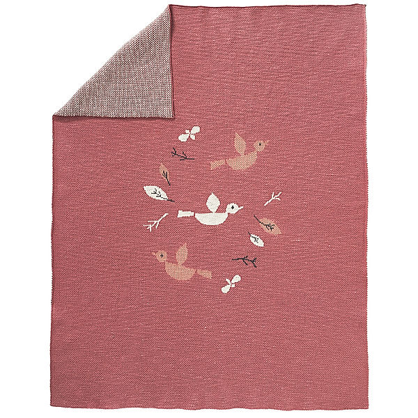 FRESK Strickdecke BIRDS (80x100) in rosa