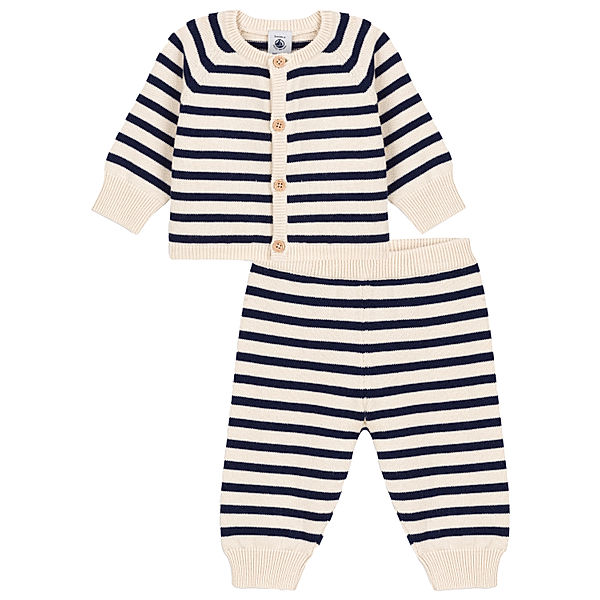 Petit Bateau Strickjacke BEBE 2-teilig mit Leinen in smoking