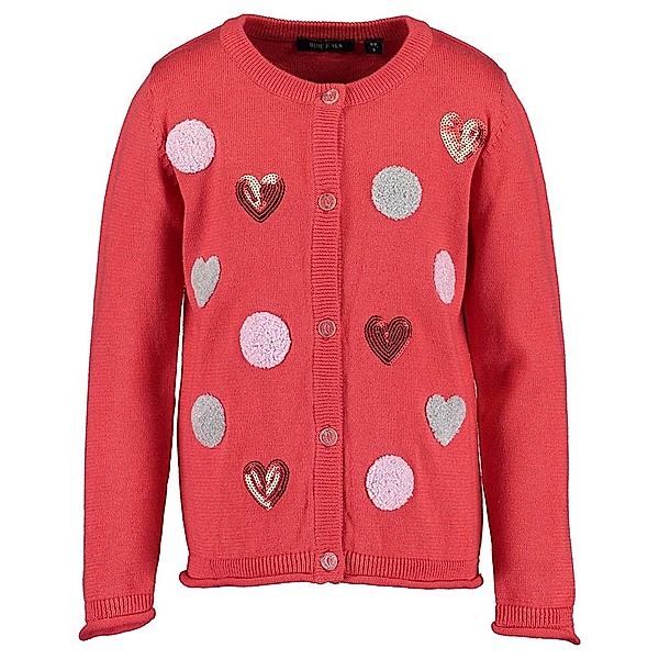 BLUE SEVEN Strickjacke COLOR YOUR LIFE – HEARTS mit Pailletten in rot