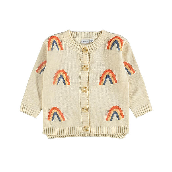 name it Strickjacke NMFTELENA RAINBOW in buttercream