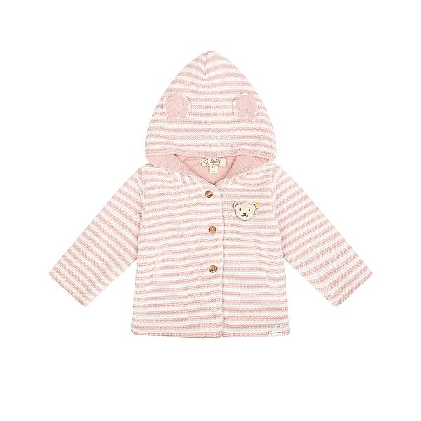 Steiff Strickjacke WELLNESS gestreift in silver pink