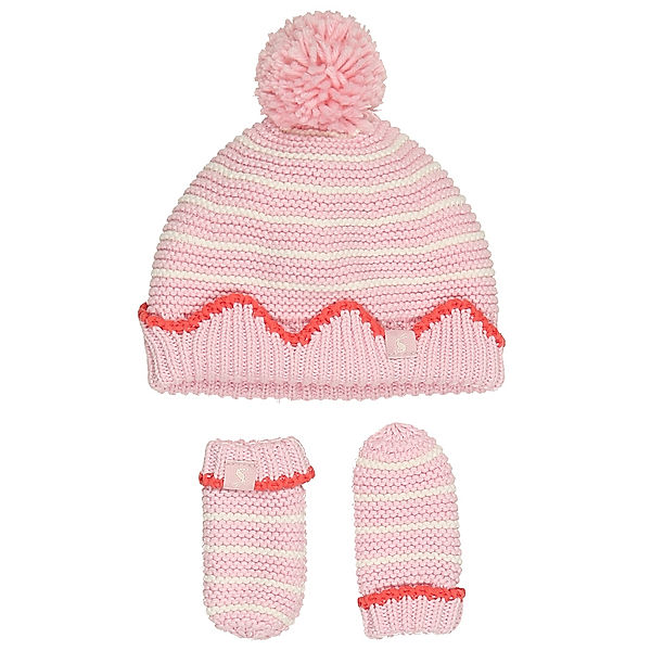 Tom Joule® Strickmütze CROWN mit Fäustlingen in rosa